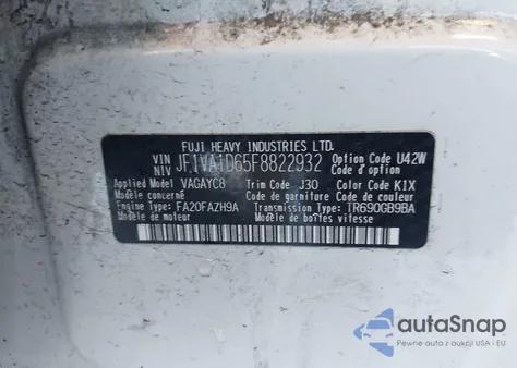 2015 Subaru Wrx Premium из США, поврежденный, VIN JF1VA1D65F8822932